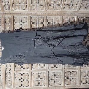 Whimsigoth Gray Ruffled Flowy Dress Steampunk Vibes..french